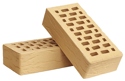 Кирпич облицовочный слоновая кость одинарный рустик Терекс