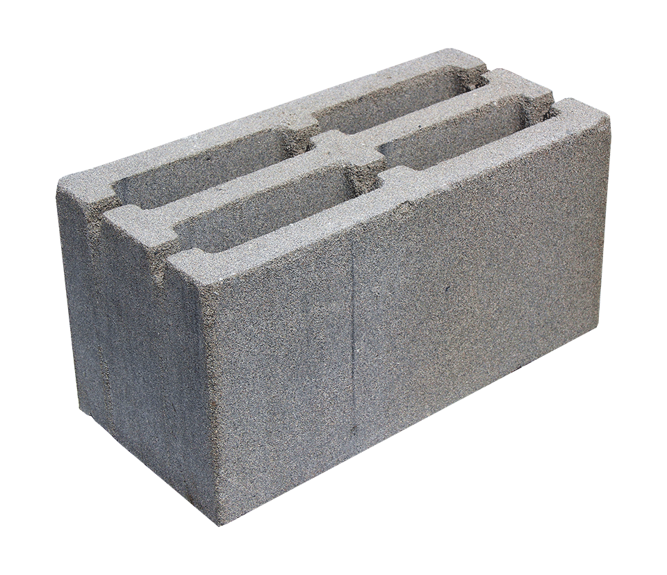 Блок пескобетонный стеновой серый Д 1450 4-х пустотный СКЦ-4Л 390x188x190 RRD