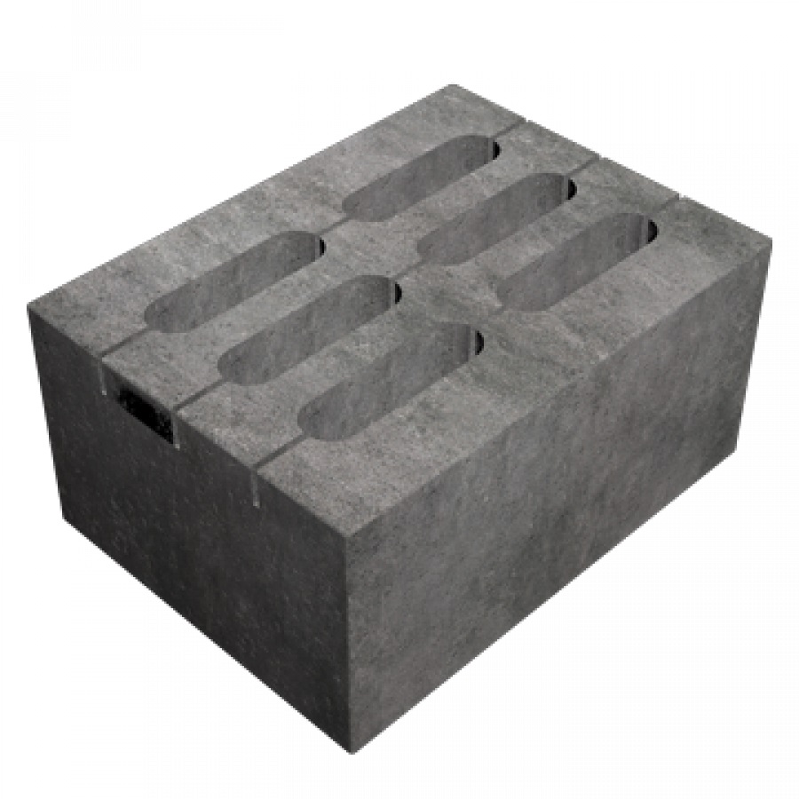 Блок пескобетонный стеновой Д1500 6-ти пустотный СКЦ-29Л 390x290х188 RRD