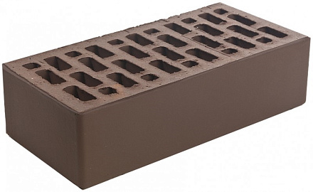 Кирпич облицовочный коричневый одинарный гладкий М-150 Браер